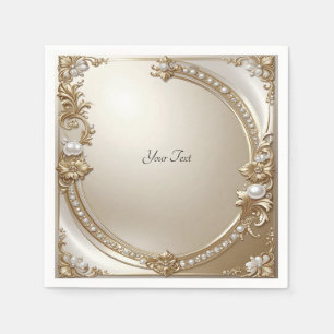 Golden Ornate Frame with Pearls Napkins