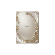 Golden Ornate Frame with Pearls Passport Holder
