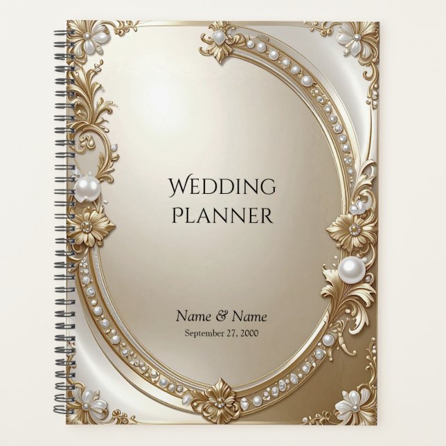 Golden Ornate Frame with Pearls Planner (Front)