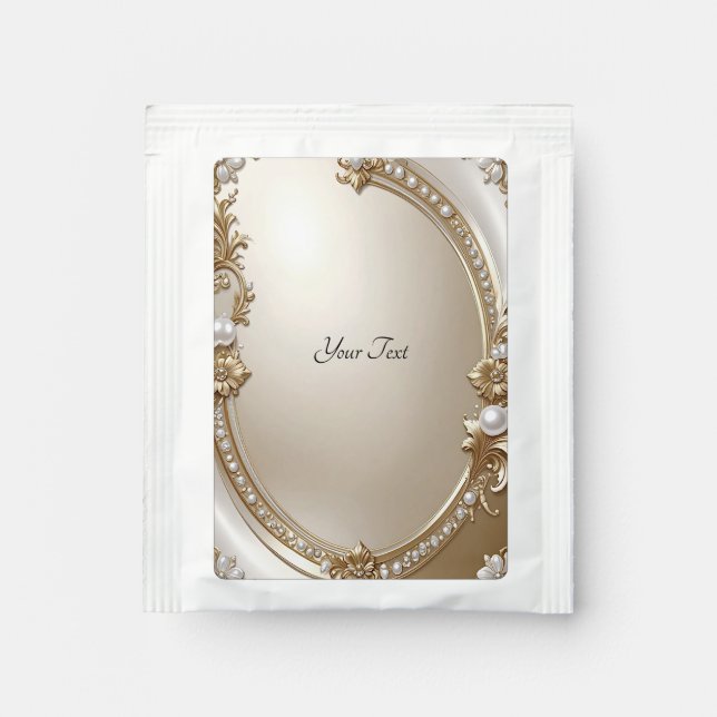 Golden Ornate Frame with Pearls Tea Bag Drink Mix (Front)