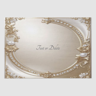 Golden Ornate Frame with Pearls Tissue Paper