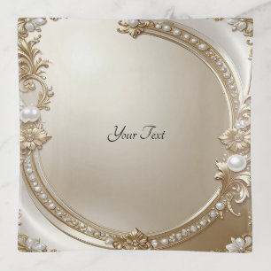 Golden Ornate Frame with Pearls Trinket Tray