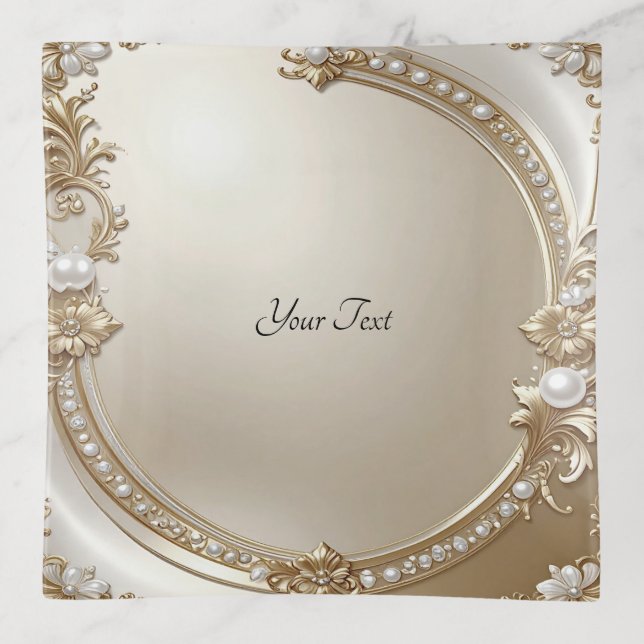 Golden Ornate Frame with Pearls Trinket Tray (Front)
