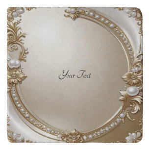 Golden Ornate Frame with Pearls Trivet
