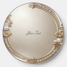Golden Ornate Frame with Pearls Wireless Charger