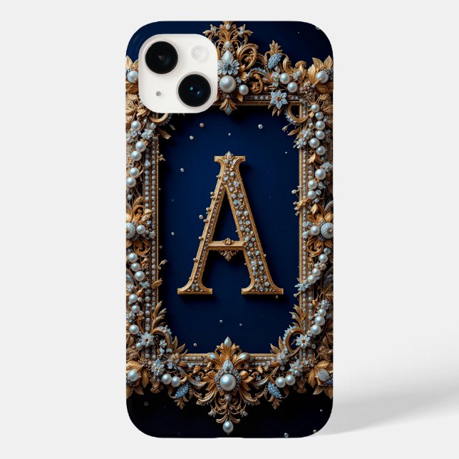 Golden Ornate Letter A with Jewels Case-Mate iPhone Case (Back)