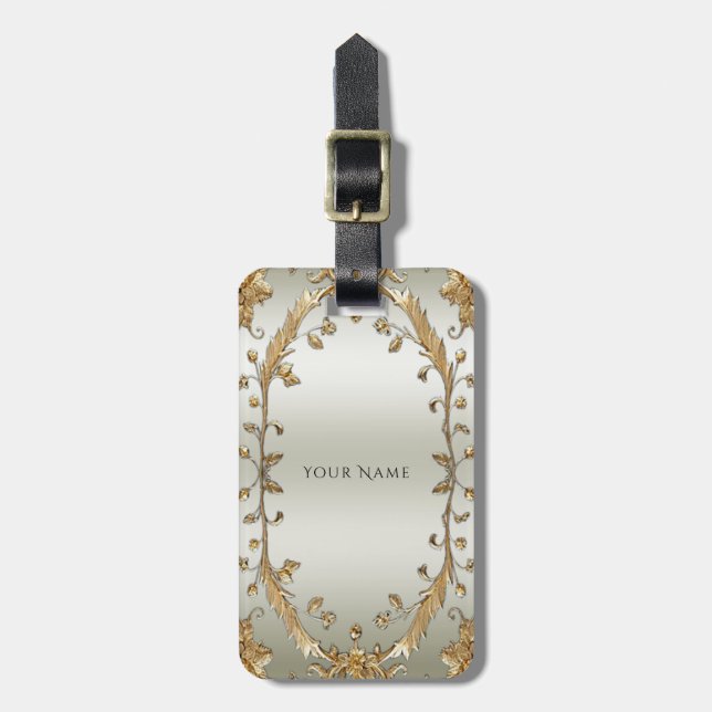 Golden Ornate Luggage Tag (Front Vertical)