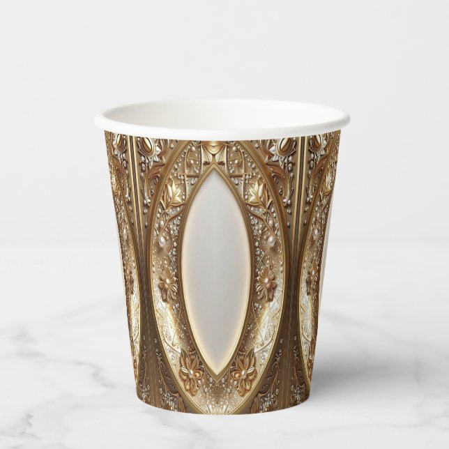 Golden Ornate Paper Cups (Front)