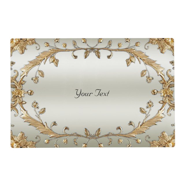 Golden Ornate Paper Placemat (Front)