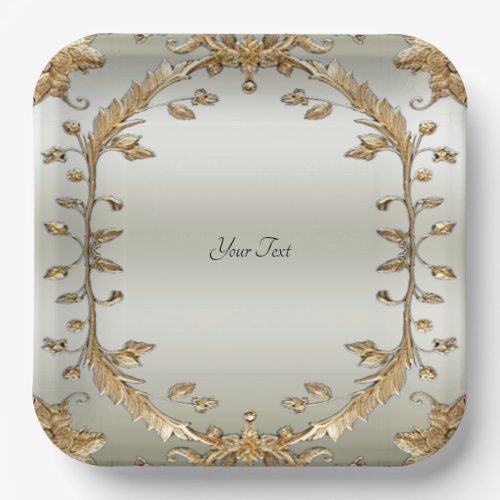 Golden Ornate Paper Plate