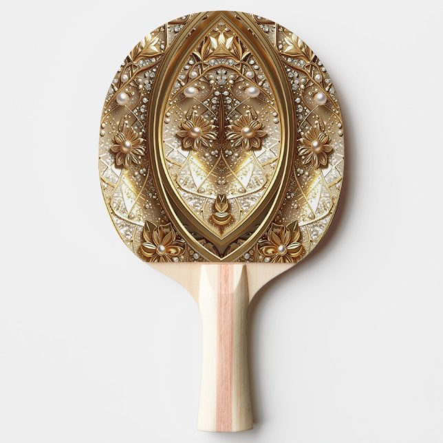 Golden Ornate Ping Pong Paddle (Front)