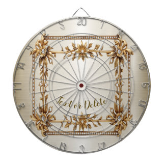 Golden Ornate Rectangle Dimond Flowers Shiny Dart Board
