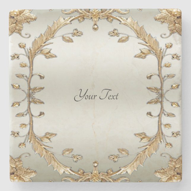 Golden Ornate Stone Coaster (Front)