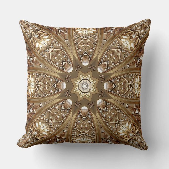 Golden Ornate Throw Pillow (Front)