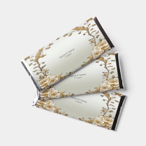 Golden Ornate White Flowers Hershey Bar Favors