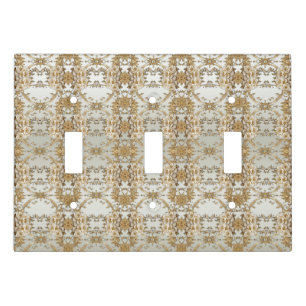 Golden Ornate White Flowers Light Switch Cover