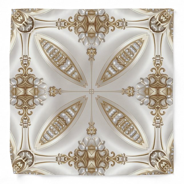 Golden Ornate with Pearls Bandana (Front)