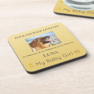 Golden Osteosarcoma Pet Memory Tribute Beverage Coaster