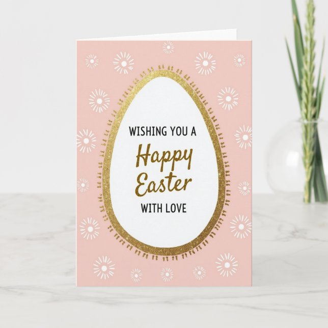 Golden Oval Easter Wishes Card (Front)