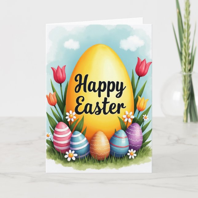 Golden Ovoid Floral Spring Card (Front)