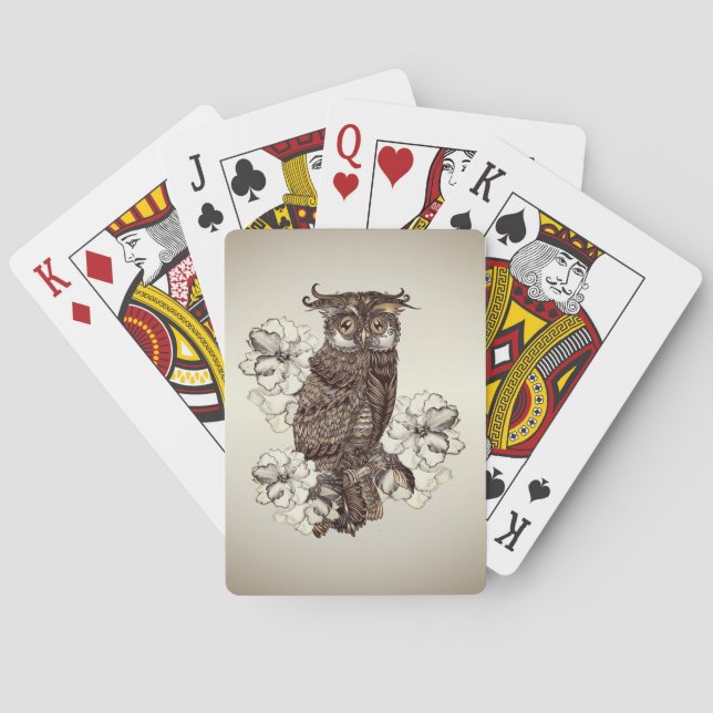 Golden Owl Cream Orchids Poker Cards (Back)