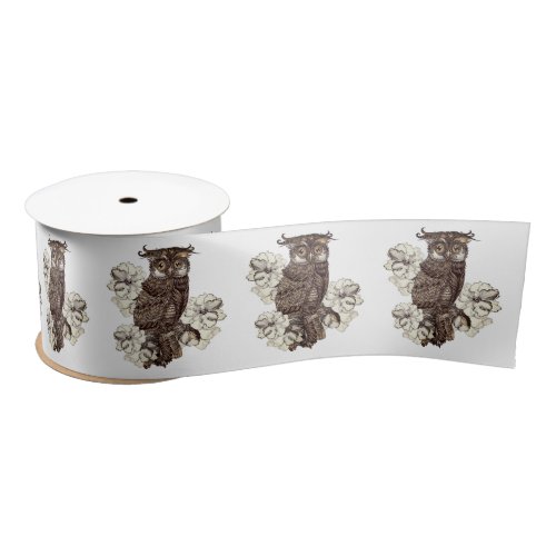 Golden Owl Cream Orchids Satin Ribbon