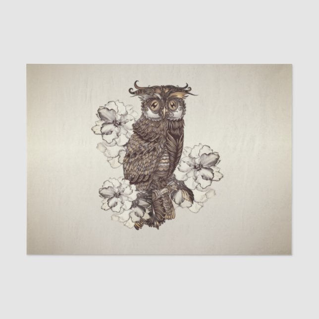 Golden Owl Cream Orchids Tissue Paper (Front)
