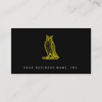 Golden Owl Crest Letterpress Style Business Card by TerryBain at Zazzle