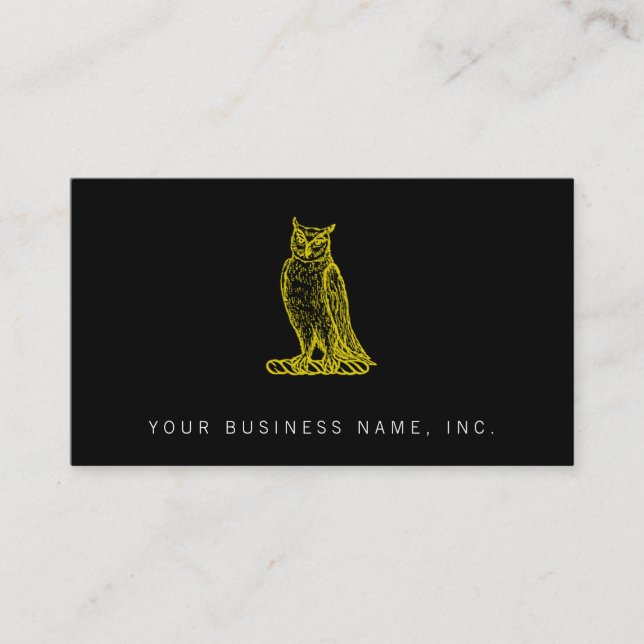 Golden Owl Crest Letterpress Style Business Card (Front)