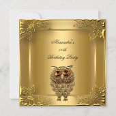Golden Owl Elite Elegant Gold Birthday Party Invitation (Front)