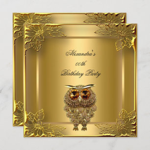 Golden Owl Elite Elegant Gold Birthday Party Invitation