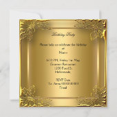 Golden Owl Elite Elegant Gold Birthday Party Invitation (Back)