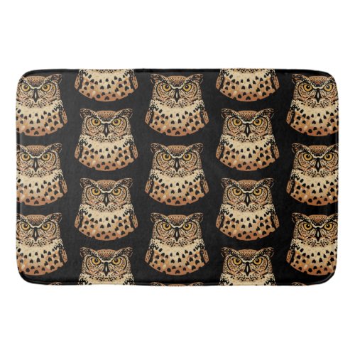 Golden Owl for Halloween Thanksgiving Autumn Bath Mat