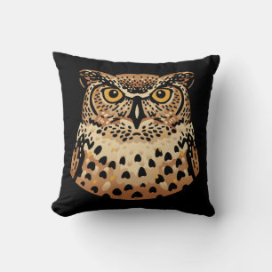 Golden Owl for Halloween, Thanksgiving, Autumn Throw Pillow