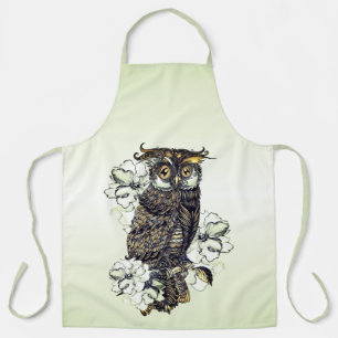 Golden Owl Green Orchids Apron