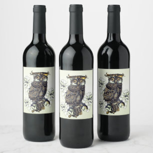 Golden Owl Green Orchids Wine Label