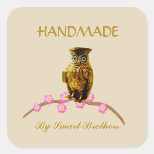 Golden Owl Handmade Sticker