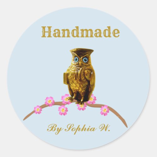 Golden Owl Handmade Sticker