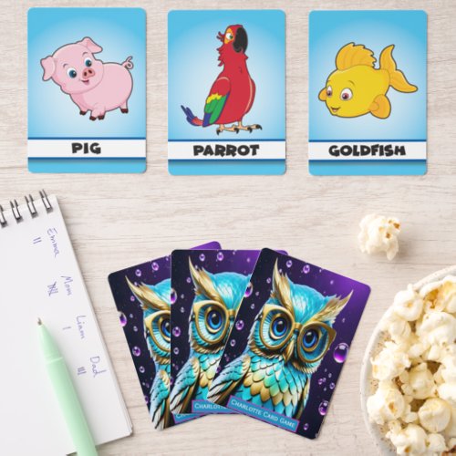 Golden Owl Purple Night Monogram Kids Match Game Matching Game Cards