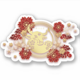 Golden ox Happy Chinese New Year Sticker