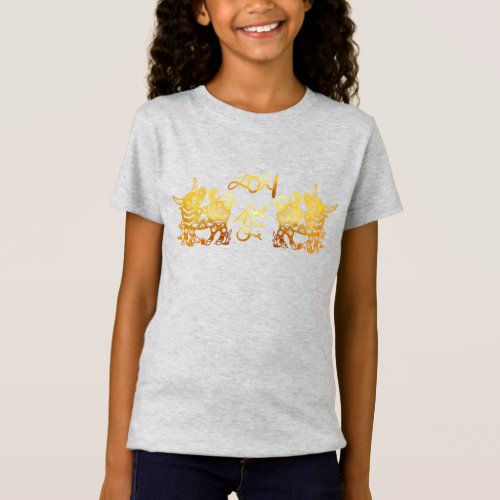 Golden Ox Paper_cut Chinese New Year 2021 Girl Tee