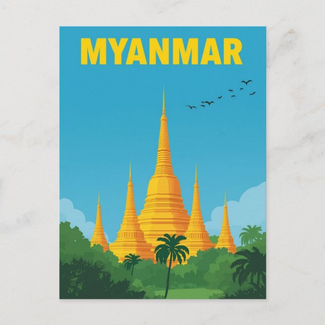 Golden pagodas of Myanmar Postcard (Front)