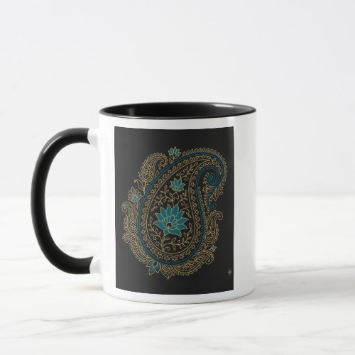 Golden Paisley Lotus Mug