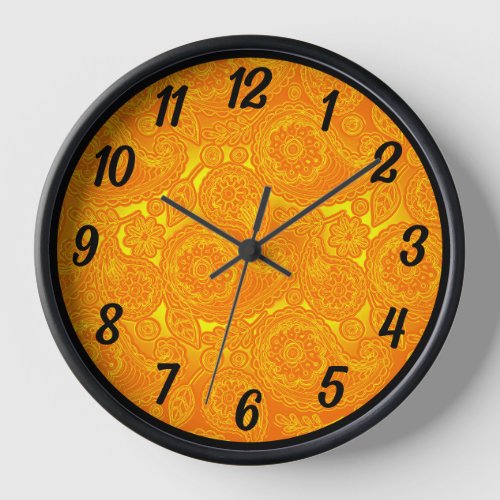 golden paisley Wall Clock