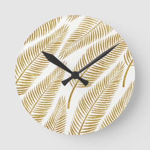 Golden Palm Round Clock