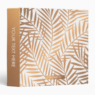 Golden Palm Tree Leaf Pattern 3 Ring Binder