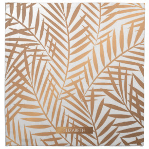 Golden Palm Tree Leaf Pattern Cloth Napkin