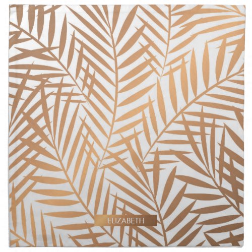 Golden Palm Tree Leaf Pattern Cloth Napkin