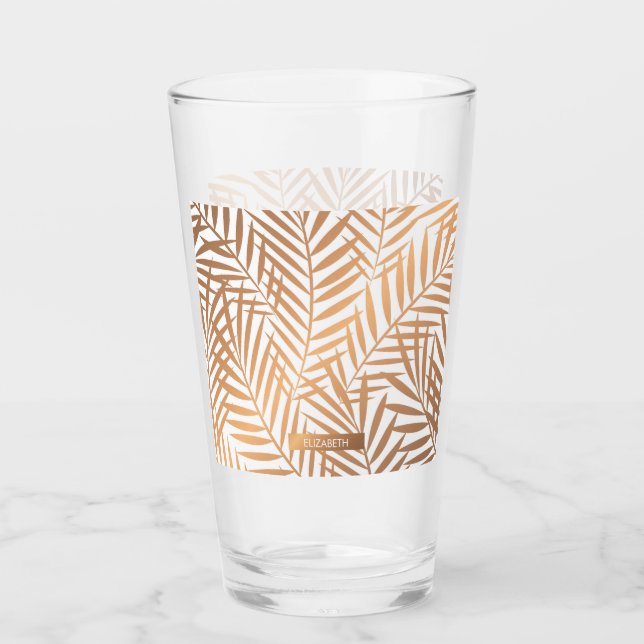 Golden Palm Tree Leaf Pattern Glass (Front)