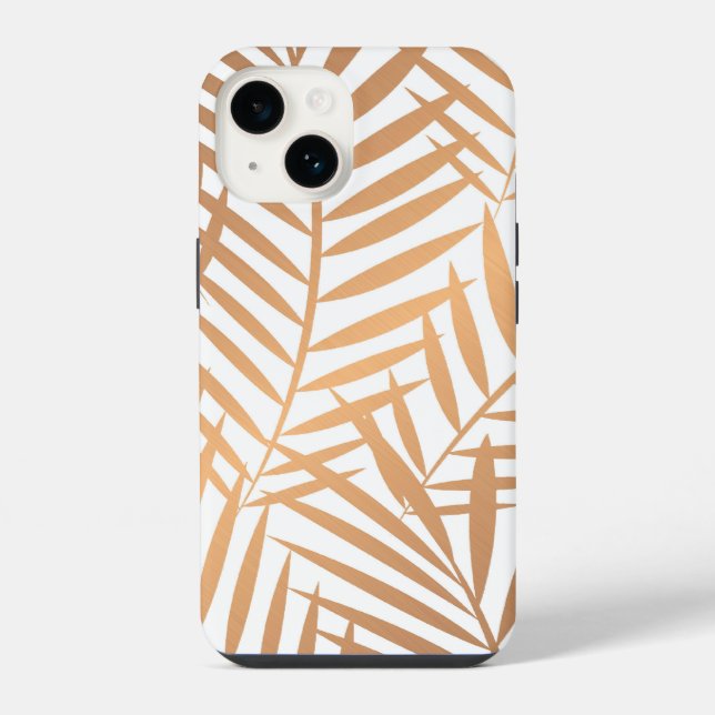 Golden Palm Tree Leaf Pattern Iphone Case (Back)